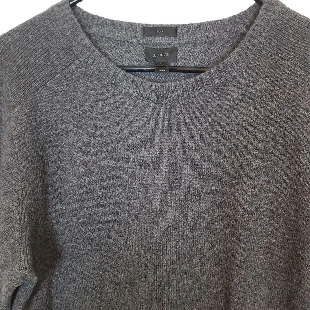 J. Crew Men Merino Wool Alpaca Pullover Sweater Sz L Slim Fit Preppy Minimalist